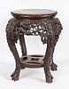 Chinese Stone-Inset Carved Hardwood Stand