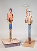 Two Carved & Painted Articulated Folk Sculptures