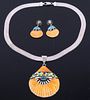 Zuni Spiny Oyster Micro-Inlay Necklace & Earrings