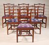 Six Chippendale Style Ribbon Back Side Chairs