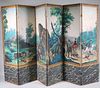 Six Panel Zuber Hand-Painted Wallpapered Screen