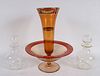 Painted and Parcel-Gilt Amber Glass Epergne