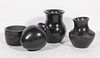 Four Santa Clara Blackware Pottery Vessels