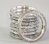 Set of 7 Sterling Silver and Crystal Coasters