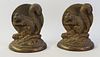 Pair of Vintage Cast Bronze Figural Squirrel Bookends