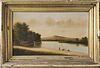 John Christopher Miles Antique Oil on Canvas River Landscape