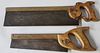 Two Antique Spear Jackson, Josenay Wood & Co Sheffield Cast Steel Hand Saws