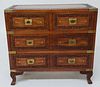 Chinese Teakwood Petite Campaign Style Chest of Drawers