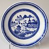 19th Century Chinese Canton Blue and White Pie Plate