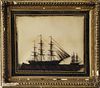 19th Century Reverse Painting on Glass Ship Portrait of the "HMS Wacousta"