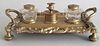 Art Nouveau Brass Shell Repousse Inkwell