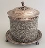 19th Century English Silver Plate and Granite Biscuit Jar