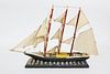 Folk Art Carved Wood 3-Mast Sailing Ship Model