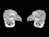 Two Lalique Glass Paperweights: Tete d'Aigle
Height 5 1/2 inches.