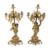 A Pair of Rococo Style Brass Figural Candelabra
Height 25 inches.