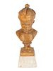 A French Carved Oak Portrait Bust of Young Girl
Height of sculpture 19 1/2 inches.