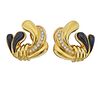 Loewe 18k Gold Diamond Onyx Earrings 