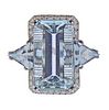 25 Carats Aquamarine Platinum Diamond Ring
