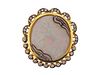 14K Gold Diamond Opal Brooch Pendant