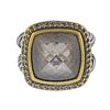David Yurman Silver 18K Gold Diamond Quartz Albion Ring