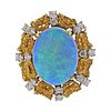 1970s 18K Gold Diamond Opal Ring