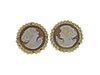 18K Gold Cameo Seed Pearl Earrings