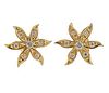 14K Gold Diamond Flower Stud Earrings