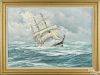 Anton Otto Fischer (American 1882-1962), oil on canvas seascape with a clipper ship