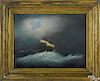 Attributed to Clement Drew (American 1806-1889), oil on board seascape of a ship in rough seas