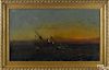 James Hamilton (American 1819-1878), oil on canvas seascape with a sidewheeler, signed lower right