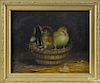 Ben Austrian (American 1870-1921), oil on canvas of three chicks in a rye straw basket, signed