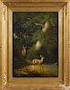 William Walton (American 1843-1915), oil on canvas landscape with deer, signed lower right