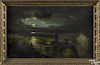 New York, oil on canvas moonlit landscape of Terrapin Tower at Niagara Falls, signed P. Wentworth