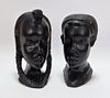 PR African Nubian Figural Carved Wood Busts