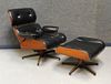 MCM Eames Style Leather Chair & Ottoman