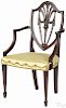 New York Hepplewhite mahogany shieldback armchair, ca. 1800