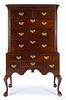 New York Chippendale mahogany high chest, ca. 1770, the upper section with fluted
