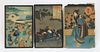 3 Kuniyoshi Utagawa Genre Scene Woodblock Prints