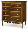New England Sheraton cherry and tiger maple chest of drawers, ca. 1825, 43 1/2'' h., 39 3/4'' w.