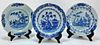 3 Chinese Porcelain Blue and White Kraak Plates