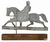 Zinc weathervane of a horse and rider, early 20th c., 23'' h., 31'' l.