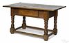 Walnut tavern table, mid 18th c., with a single carved drawer and box stretcher, 30 3/4'' h., 59'' w.