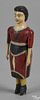 Carved and painted figure of a woman, 19th c., 7 3/4'' h.