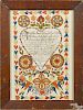 Ink and watercolor fraktur, dated 1828, 13 1/2'' x 8 1/4''.
