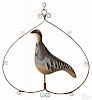 Painted tin quail trade sign, 19th c., with an iron hanger, 26 1/2'' h., 25 1/2'' w.
