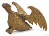 Carved and gilt spread winged eagle, 19th c., 13 1/2'' h., 15 1/2'' w.