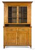 Western Pennsylvania or Ohio Tiger maple and cherry two-part Dutch cupboard, mid 19th c., 85'' h.