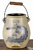 Rare Pennsylvania stoneware batter jug, 19th c., impressed Evan R. Jones Pittston PA