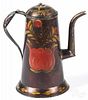 Pennsylvania painted toleware lighthouse coffee pot, early 19th c., with a goose neck spout