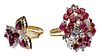18k and 14k Yellow Gold, Ruby and Diamond Rings